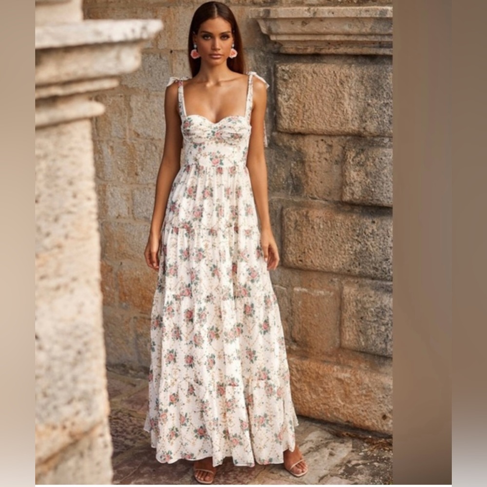 Alamour The Label White Floral Dress with Adjustable Straps, Size XXS